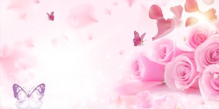 粉色唯美三八妇女节女神节玫瑰蝴蝶展板背景